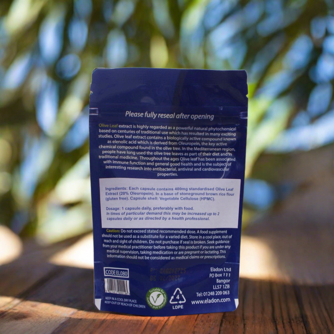 Eladon | Olive Leaf extract | High Strength | 20% Oleuropein | Herbal supplement | Antiviral | Antibacterial | Immune Support