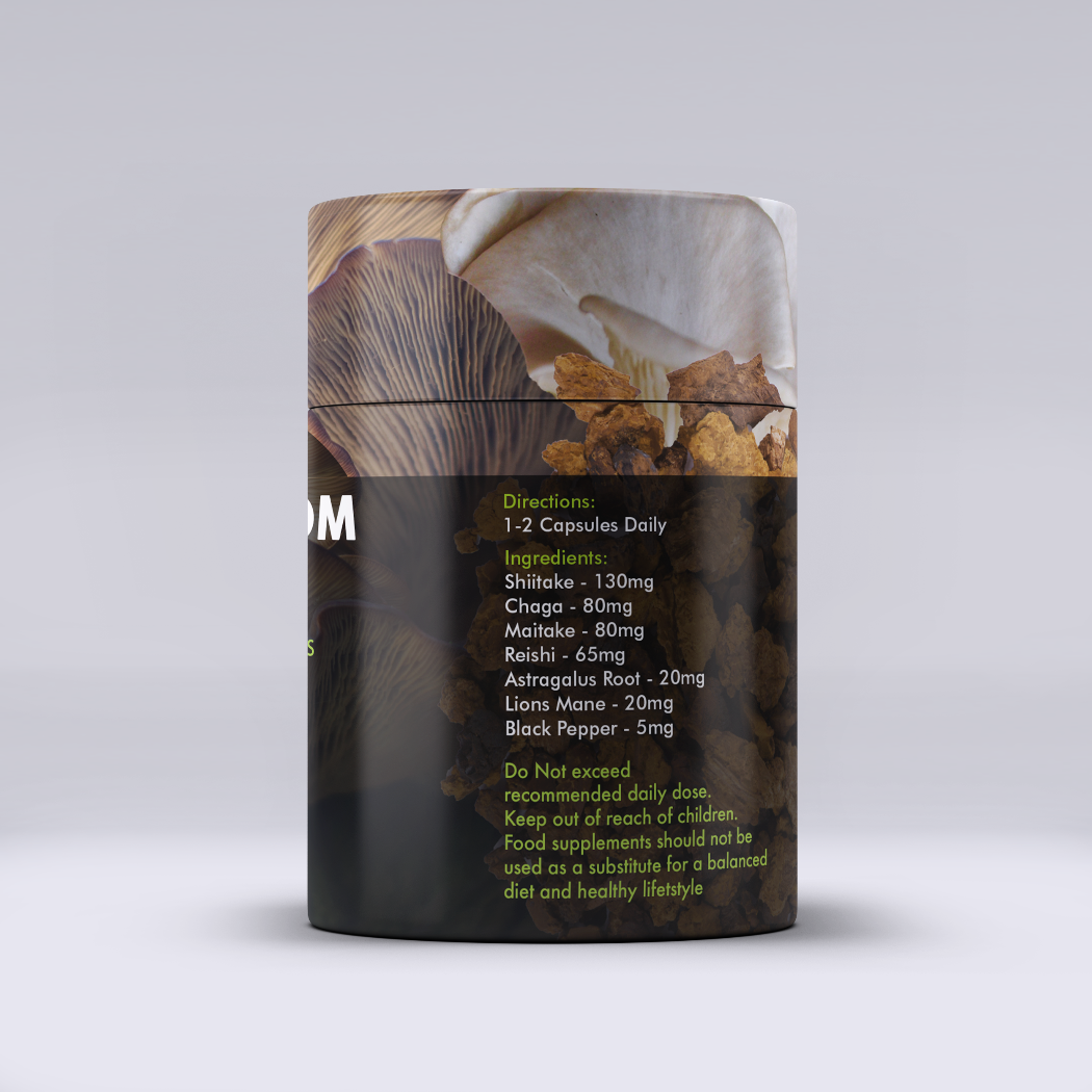 Feel Supreme | Mushroom Blend | Immune and Gut Support | Mushroom supplements| Ingredients | Shiitake | Chaga | Maitake | Reishi | Astragalus | Lions Mane | Black Pepper