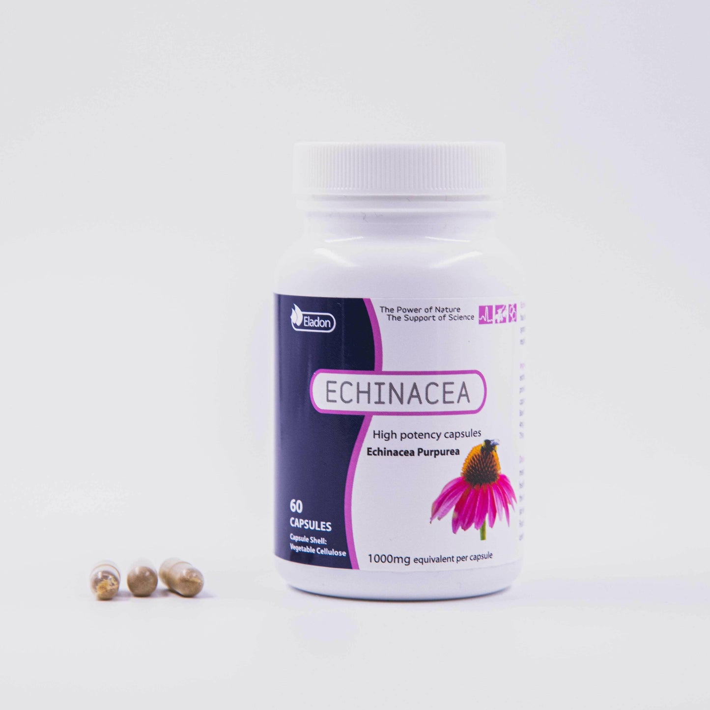 Eladon Echinacea | High potency | Immune support | Cold & Flu Prevention | Herbal supplements | traditional supplements | Capsules